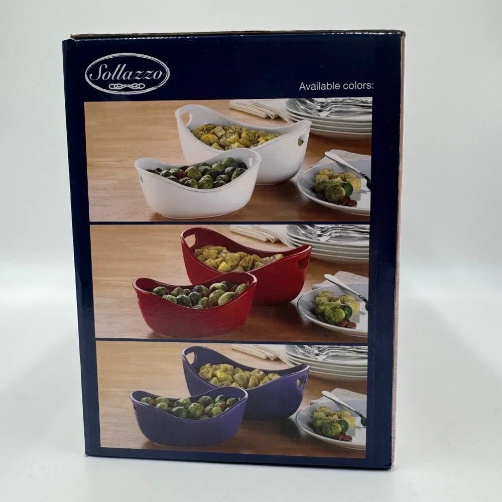 Sollazzo Ceramic Bakeware Two-Piece Set Large 2qt & Small 1.25qt Purple NEW/SEAL